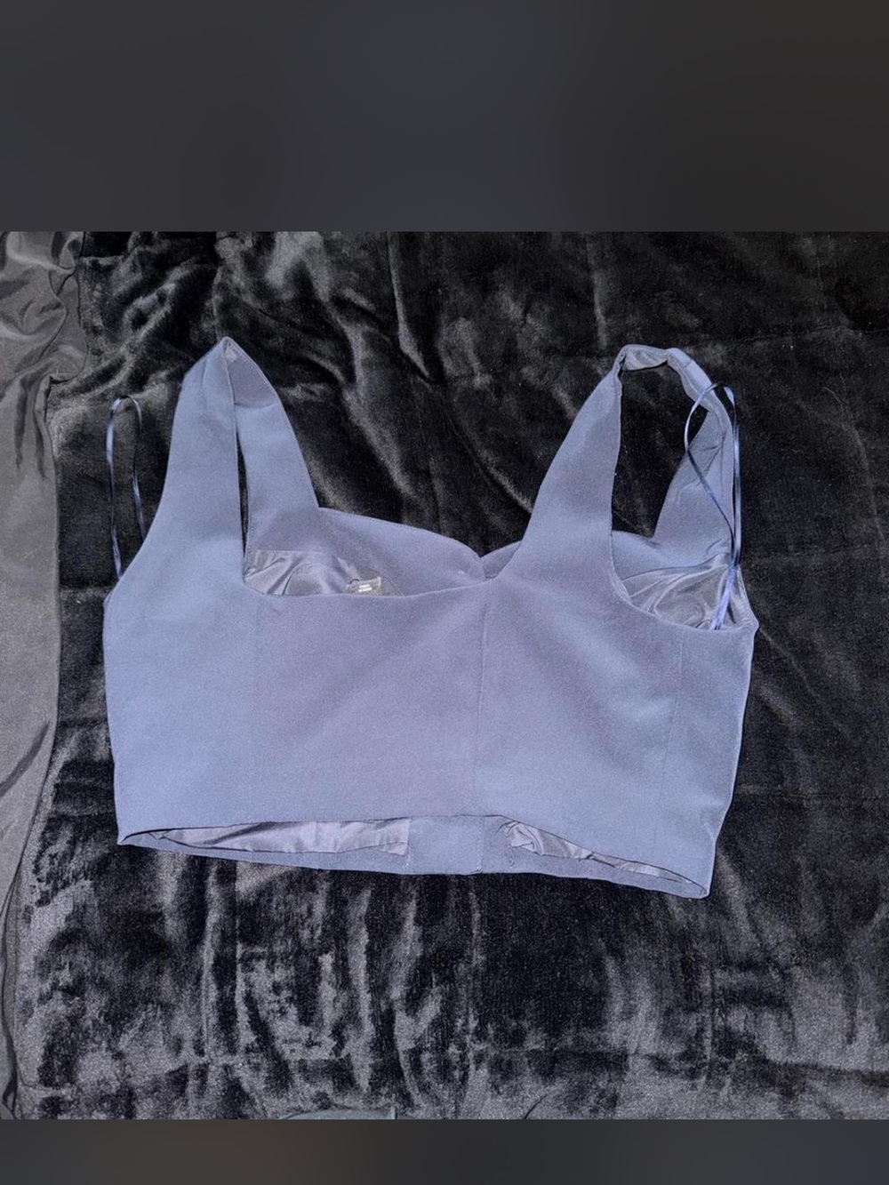 Square-Neck Cropped Tank Top in Dusty Blue